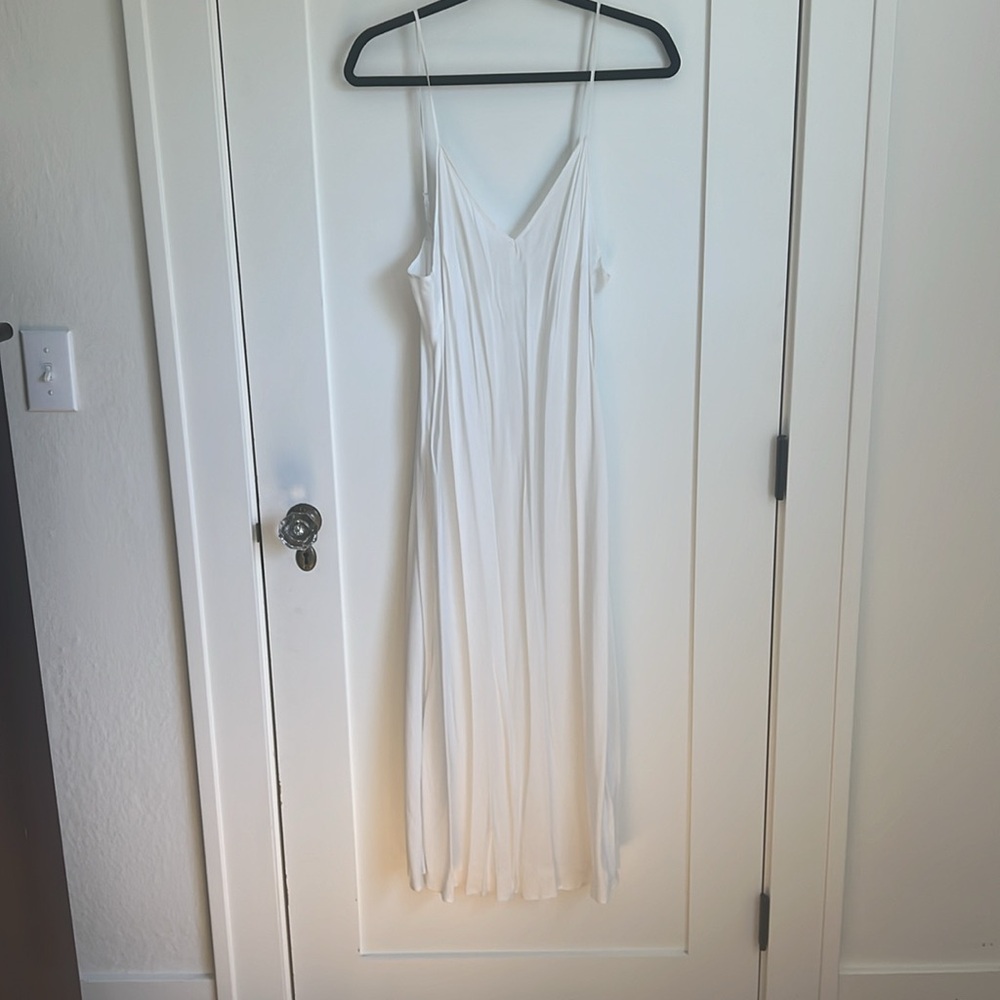 🕶️Rag & Bone Silk Calista White Floral Maxi Long Sleeve V Neck Dress Pink XL - Picture 11 of 14